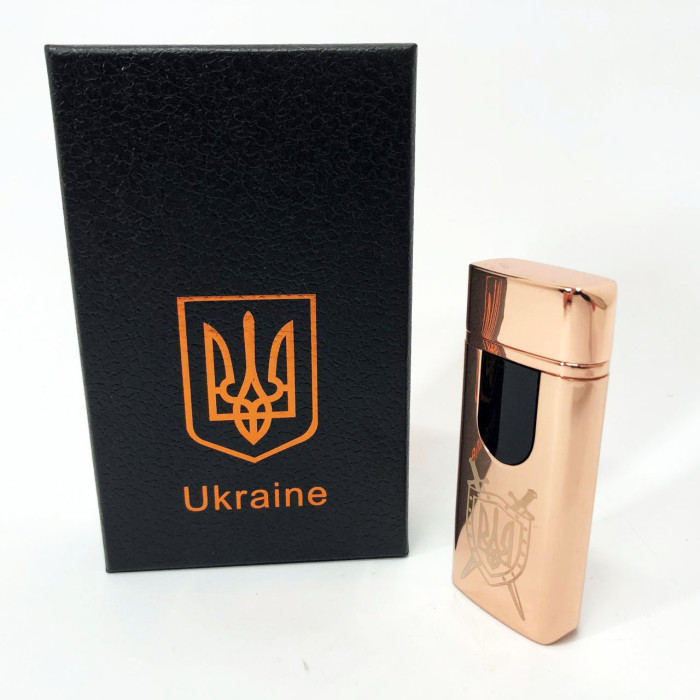 Електрична та газова запальничка Україна з USB-зарядкою HL-431, Юсб запальничка. Колір: золотий