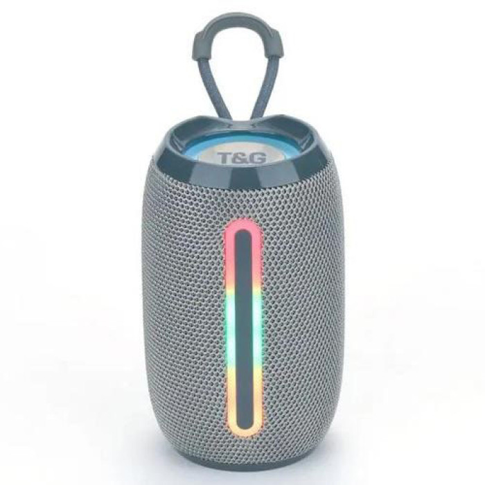 Портативна Bluetooth-колонка TG653 USB з ремінцем, гучна колонка для вечірки. Колір: сірий