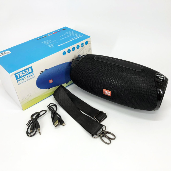 Портативна колонка Bluetooth TG534 SD IPX5 з ремінцем, акумуляторна колонка для музики. Колір: чорний