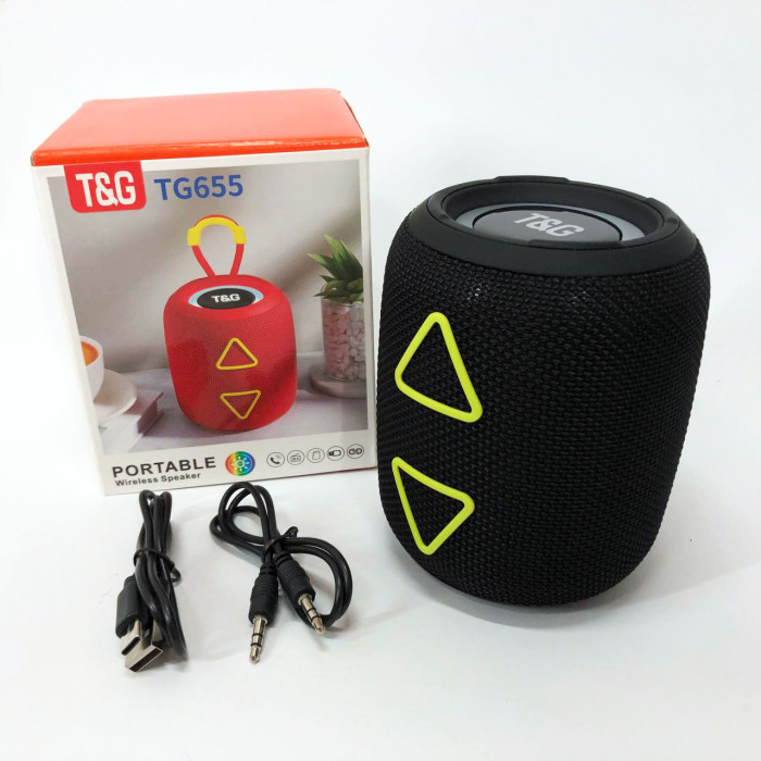Портативна колонка TG655 5W з RGB підсвічуванням та ремінцем, Bluetooth колонка для вулиці. Колір: чорний