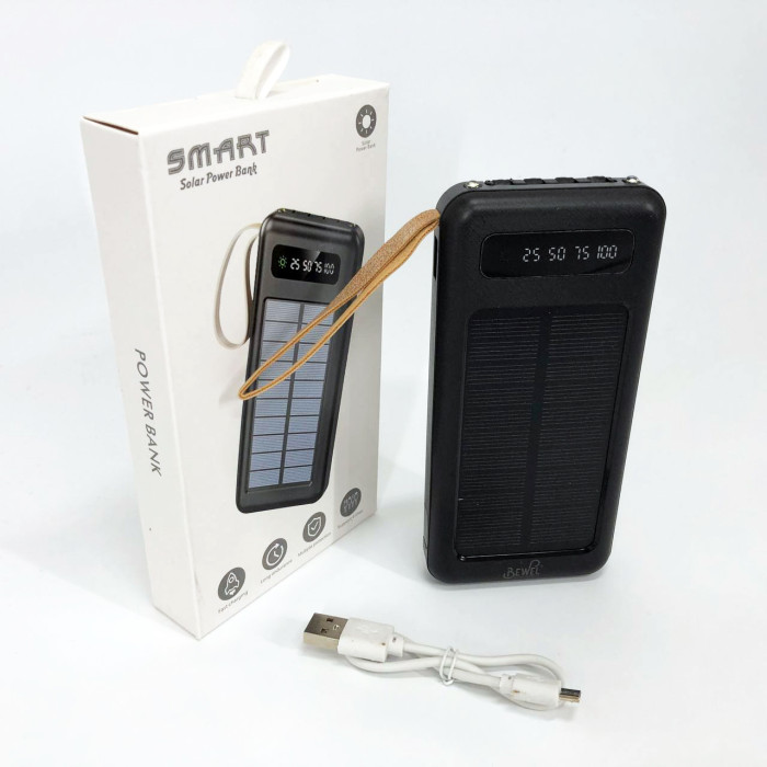 Power Bank Solar Smart 1015 зарядний пристрій на сонячній батареї 20000mAh з індикатором заряду Чорний