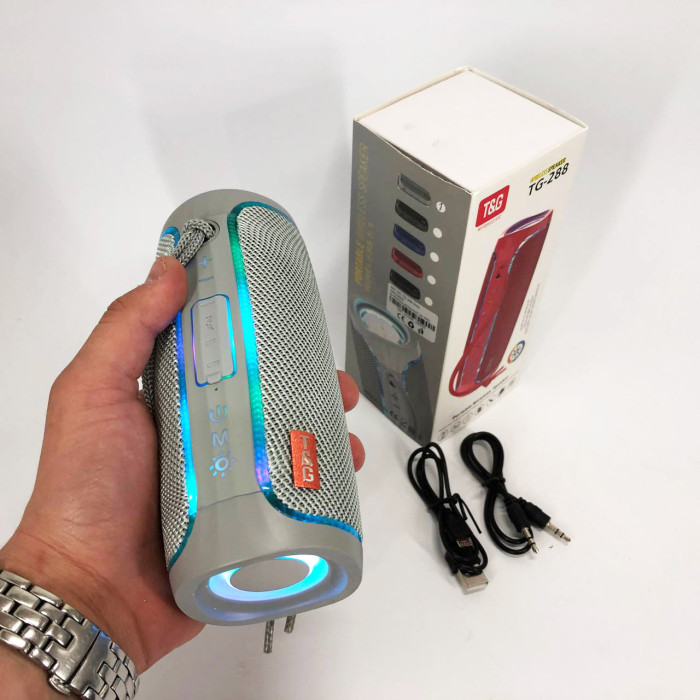 Портативна колонка Bluetooth з LED підсвічуванням TG288, акумуляторна колонка для музики. Колір: сірий
