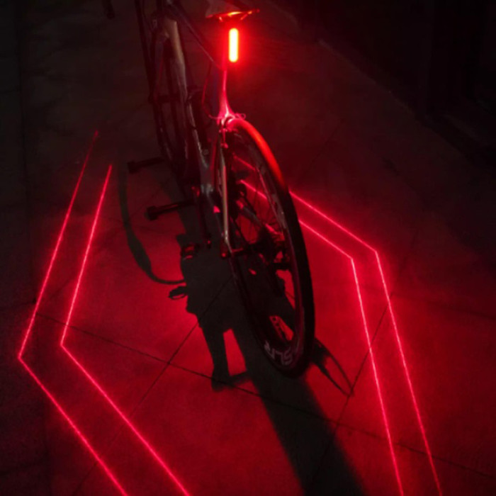 Велоліхтар LEADBIKE LD77-LS-4 LED з лазерною розміткою, Ліхтар акумуляторний світлодіодний велосипедний