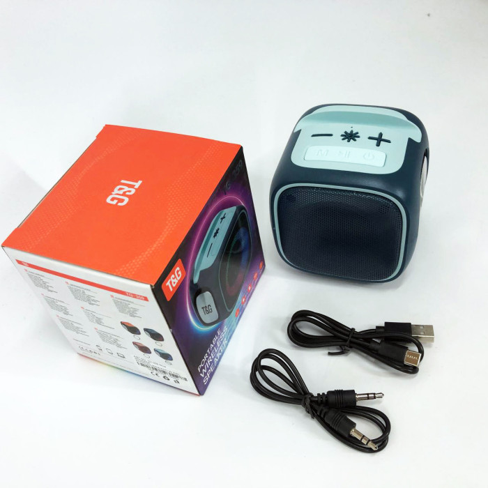 Портативна Bluetooth колонка TG359 7W з підсвічуванням RGB, акумуляторна колонка для музики. Колір: синій