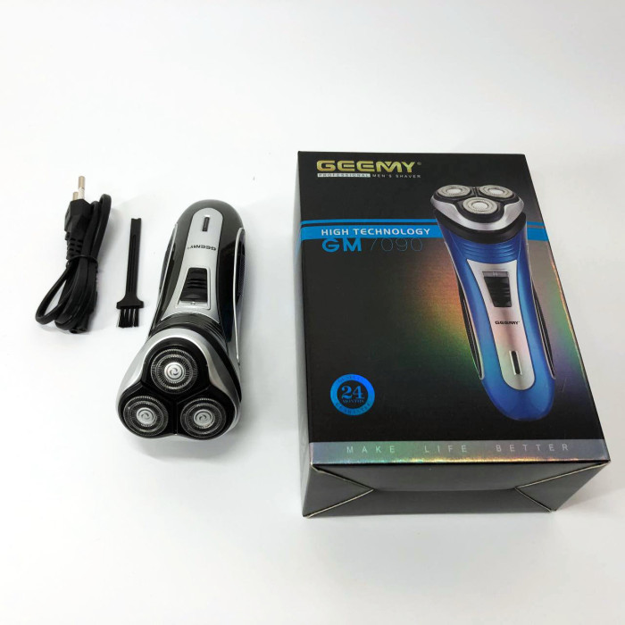 Електробритва GEEMY GM-7090 3 в 1 тример, бездротова електробритва, Тример для вусів. Колір: синій