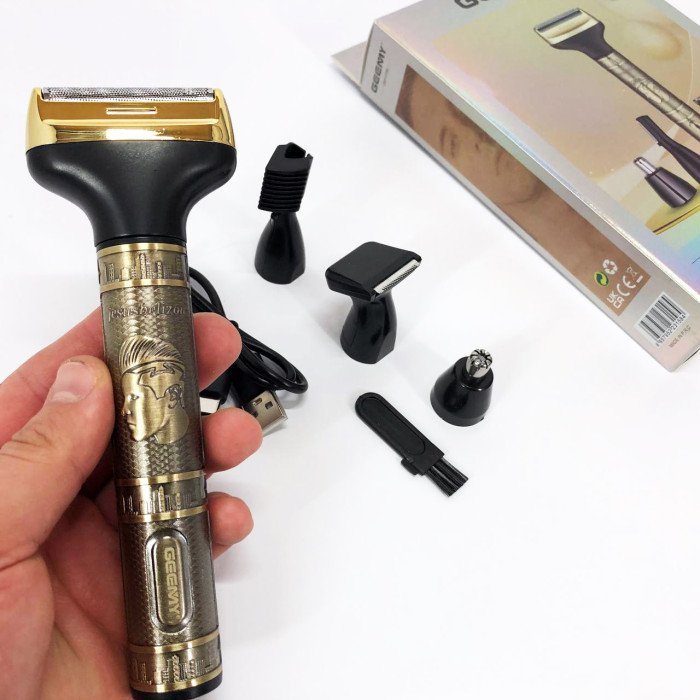 Чоловічий набір Geemy GM-3158, Тример бездротової, Машинка чоловіча для гоління, Тример бритва для бороди.