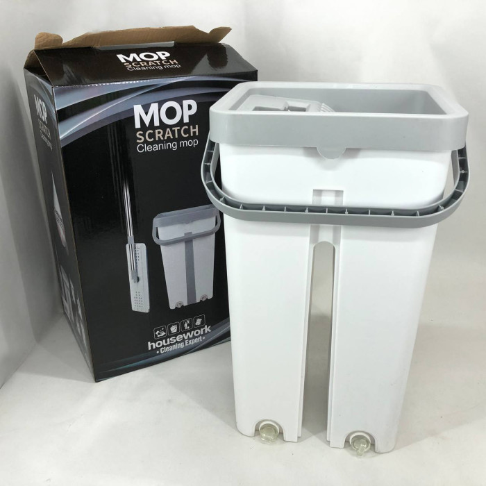 Швабра велика з відром комплект Scratch Cleaning Easy Mop з автоматичним віджиманням та складною ручкою