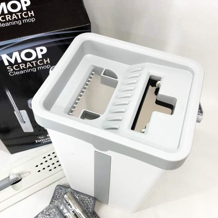 Швабра велика з відром комплект Scratch Cleaning Easy Mop з автоматичним віджиманням та складною ручкою