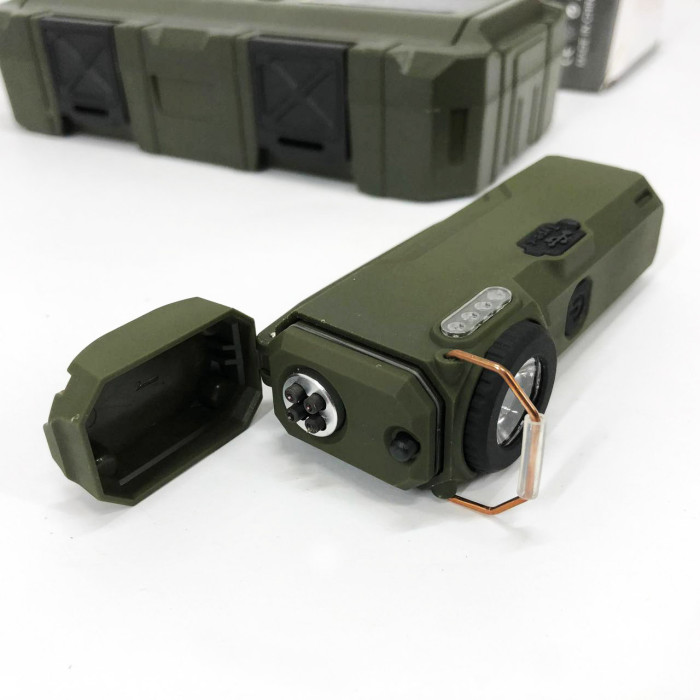 Ліхтарик-запальничка армійська MULTIFUNCTIONAL D51-COB, Запальничка на подарунок в упаковці. Колір: зелений