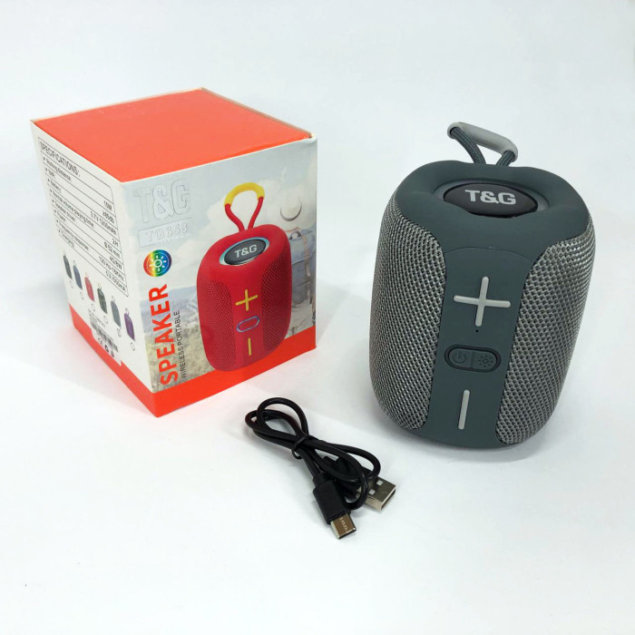 Портативна Bluetooth колонка TG658 8W з RGB підсвічуванням, Музичні колонки для вулиці. Колір: сірий