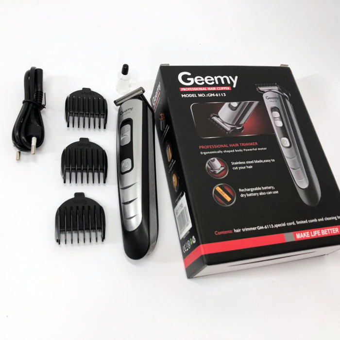 Машинка для стрижки волосся Gemei GM-6113 акумуляторна, Практична машинка для стрижки. Колір: чорний