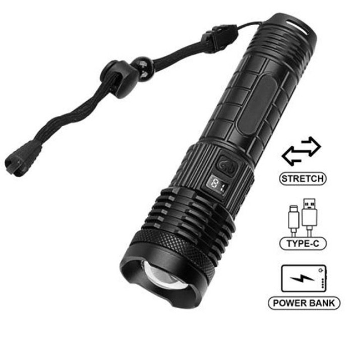 Ліхтарик PLD-H007 White Laser LED PM10-TG із вбудованим акумулятором PowerBank, Ліхтарик тактичний ручний