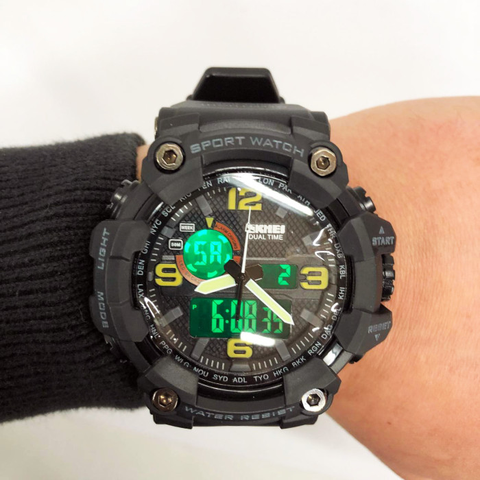 Годинник наручний чоловічий SKMEI 1520BK BLACK, армійський годинник протиударний. Колір: чорний