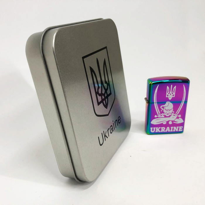 Дугова електроімпульсна запальничка USB Україна (металева коробка) HL-449. Колір: хамелеон