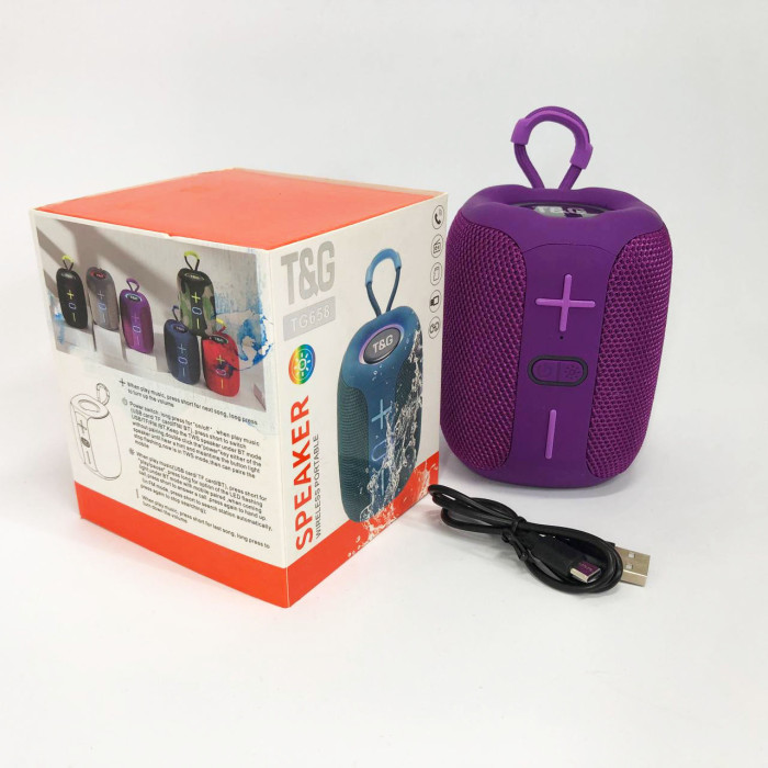 Портативна Bluetooth колонка TG658 8W з RGB підсвічуванням бездротова портативна потужна. Колір: фіолетовий