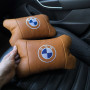 Комплект автоподушок 2шт з натуральної коричневої шкіри для BMW. Ортопедична подушка в авто БМВ