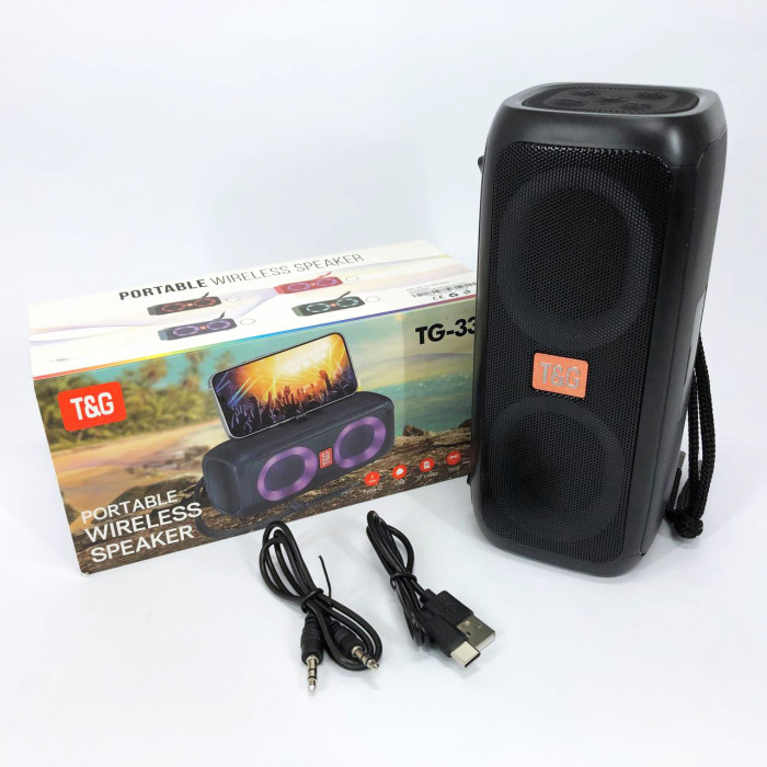 Портативна колонка TG333 2x5W з RGB підсвічуванням, гучна блютуз колонка. Колір: чорний