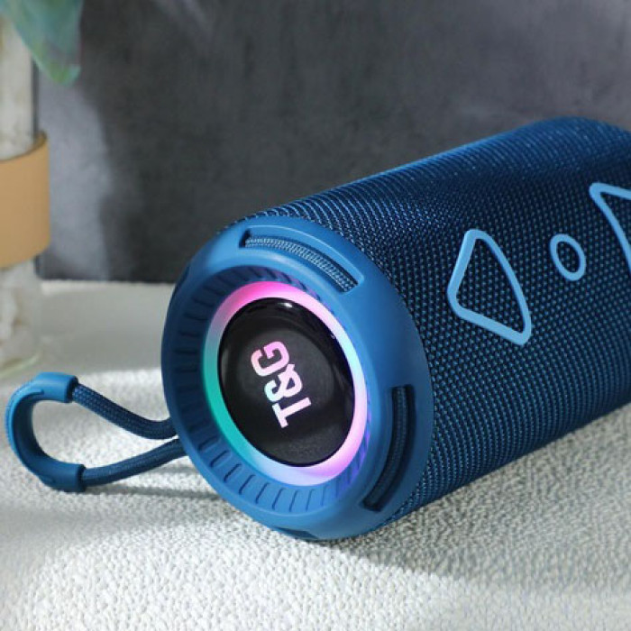Bluetooth колонка портативна TG656 FM-радіо, потужна переносна акустична колонка. Колір: синій