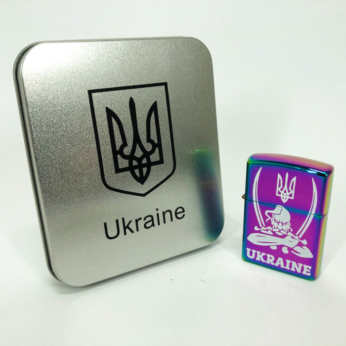 Дугова електроімпульсна запальничка USB Україна (металева коробка) HL-449. Колір: хамелеон