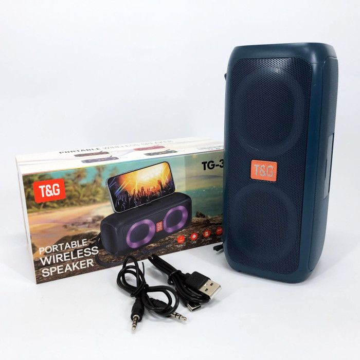 Портативна колонка TG333 2x5W з RGB підсвічуванням, гучна блютуз колонка. Колір: синій