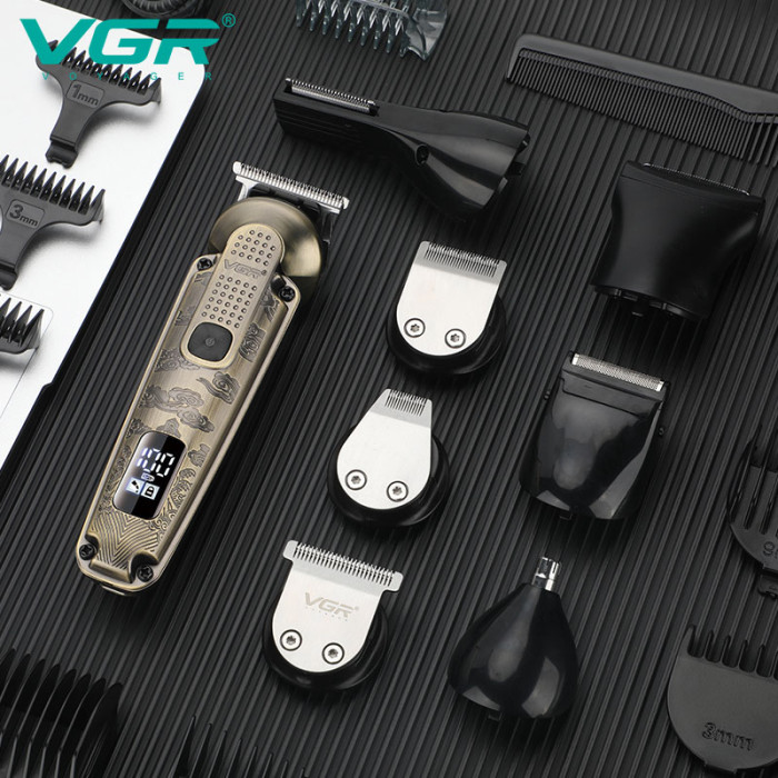 Набір для стрижки VGR 8 в 1 V-103, 19 насадок, Машинка для стрижки для дому, Машинка для стрижки чоловіча