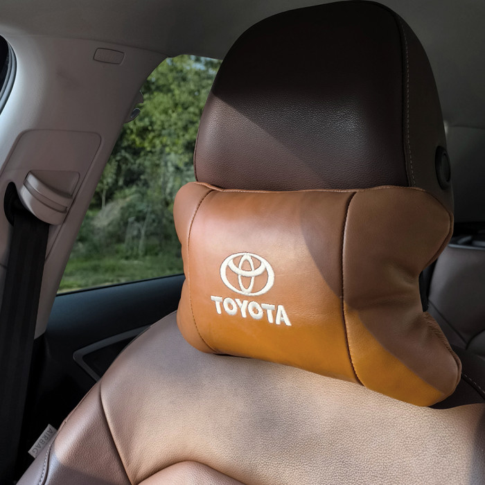 Набір шкіряних подушок 2шт на підголівник Toyota. Комфортні ортопедичні подушки,Тойота