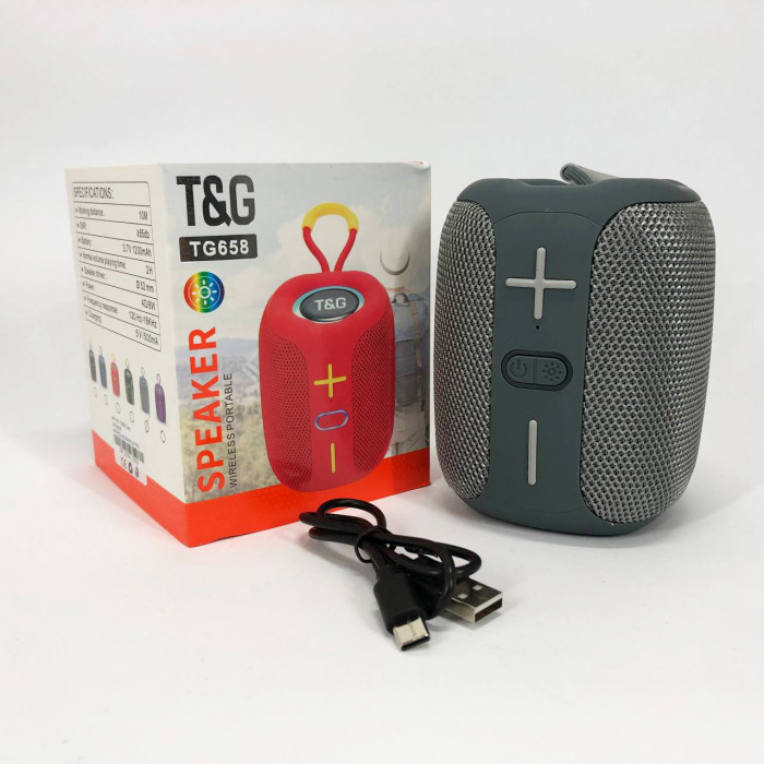 Портативна Bluetooth колонка TG658 8W з RGB підсвічуванням, Музичні колонки для вулиці. Колір: сірий