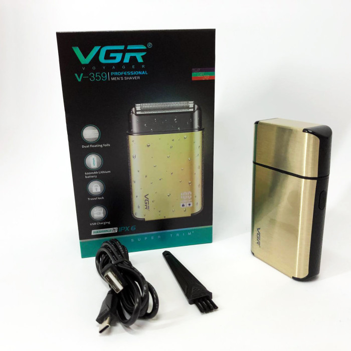 Електробритва VGR V-359 gold шейвер для вологого та сухого гоління, машинка чоловіча для гоління