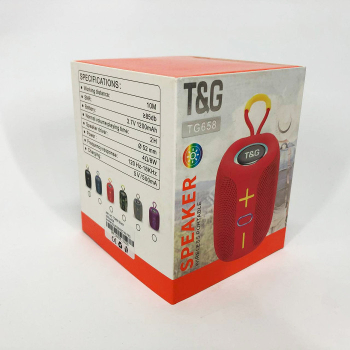 Портативна Bluetooth колонка TG658 8W з RGB підсвічуванням, Бездротова колонка потужна. Колір: чорний