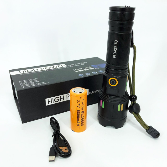 Ліхтар NIGHT VISION FLUORESCENCE X83 WHITE LASER PM30-TG, світлодіодний ручний акумуляторний портативний
