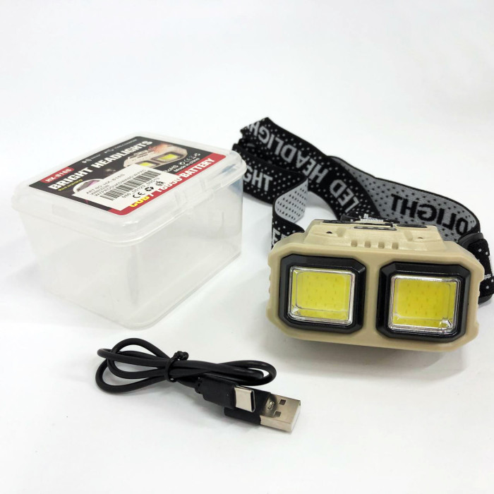 Ліхтар налобний акумуляторний Bailong HX-816S 2COB(white+red) із сенсорним датчиком вологозахист
