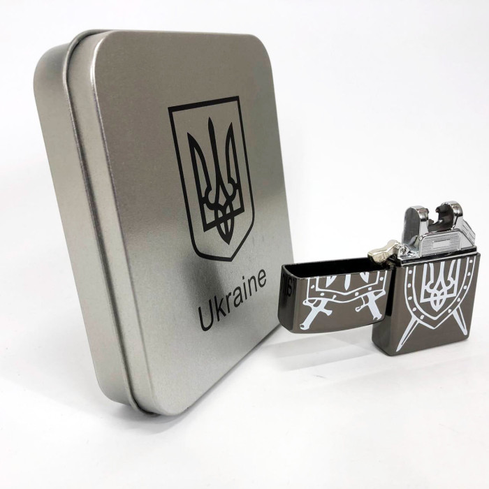 Дугова електроімпульсна запальничка USB Україна металева коробка HL-446. Колір: чорний