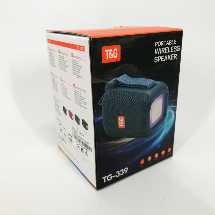 Портативна Bluetooth колонка TG339 5W з RGB підсвічуванням, Bluetooth колонка для вулиці. Колір: синій