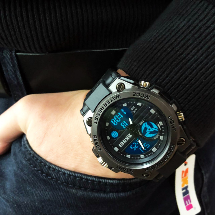Годинник наручний чоловічий SKMEI 2031BK BLACK, чоловічий тактичний годинник, протиударний годинник. Колір: чорний