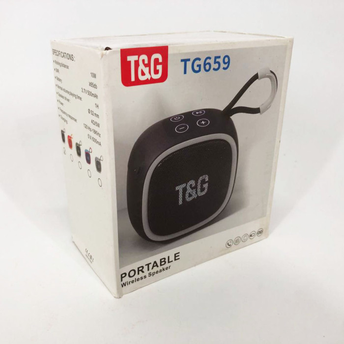 Портативна Bluetooth-колонка TG659 з ремінцем, Bluetooth колонка для вулиці. Колір: чорний