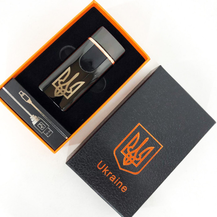 Електрична та газова запальничка Україна із USB-зарядкою HL-431, вітрозахисна запальничка. Колір: чорний