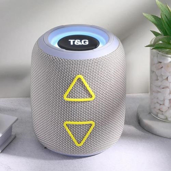 Портативна колонка TG655 5W з RGB підсвічуванням та ремінцем, Гучна блютуз колонка. Колір: сірий
