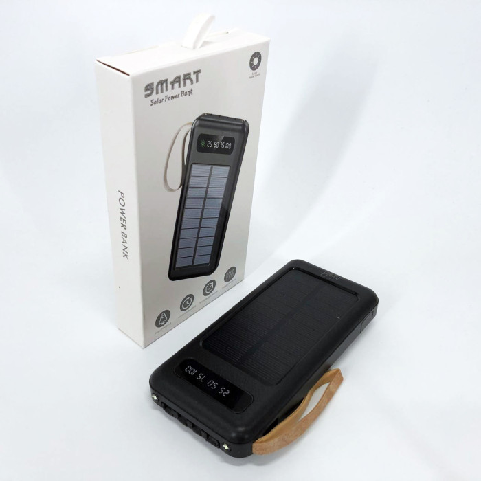 Power Bank Solar Smart 1015 зарядний пристрій на сонячній батареї 20000mAh з індикатором заряду Чорний
