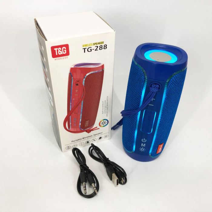 Портативна колонка Bluetooth з LED підсвічуванням TG288 бездротова колонка портативна потужна. Колір: синій