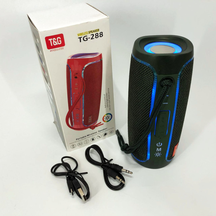 Портативна колонка Bluetooth з LED підсвічуванням TG288, акумуляторна колонка для музики. Колір: зелений