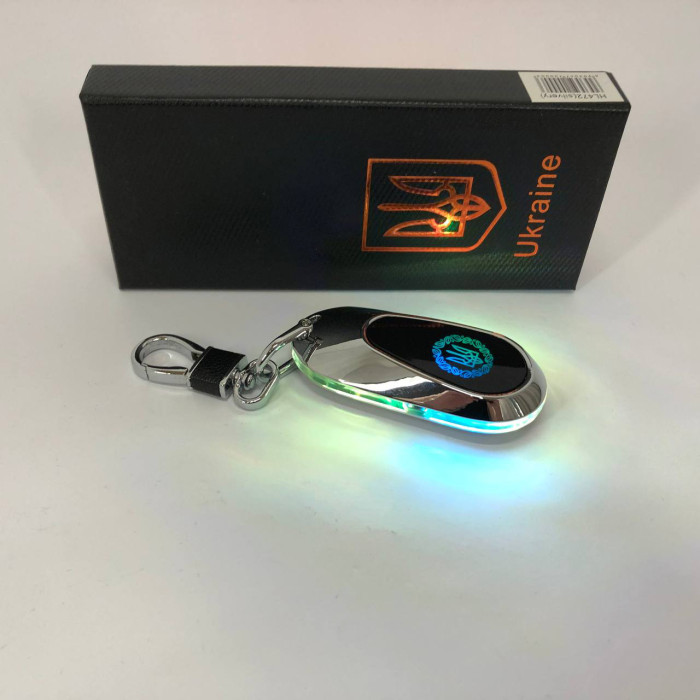 Електрична запальничка - брелок Україна з USB-зарядкою та підсвічуванням HL-472. Колір: срібло