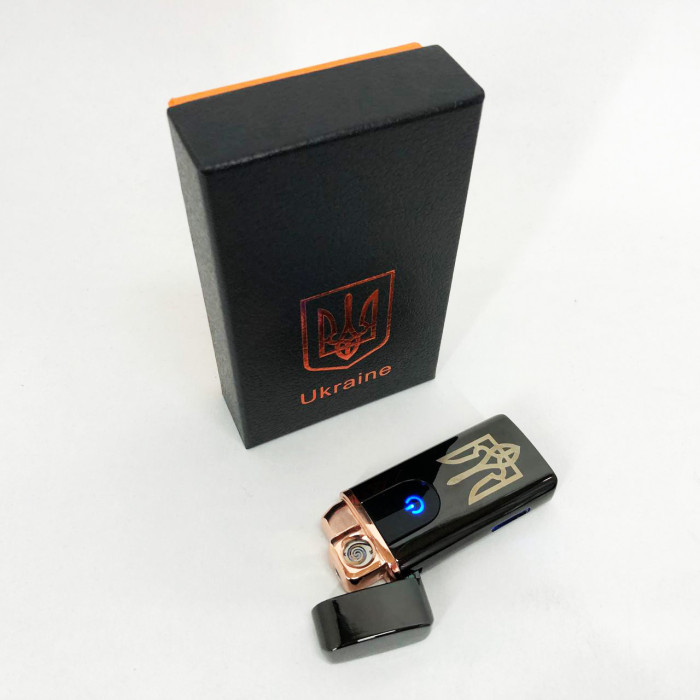 Електрична та газова запальничка Україна із USB-зарядкою HL-431, вітрозахисна запальничка. Колір: чорний