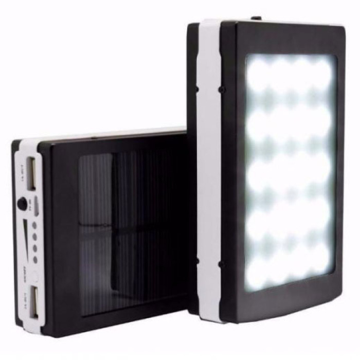 УМБ Power Bank Solar 40000 mAh мобільне зарядне із сонячною панеллю та лампою. Колір: чорний
