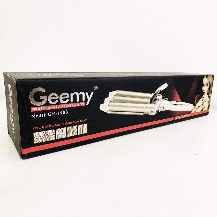 Плойка потрійна хвиля GEMEI GM-1988-25 керамічне покриття з регулювань температури