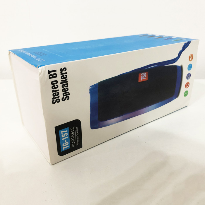 Портативна bluetooth колонка вологостійка TG-157 Pulse з різнокольоровою підсвіткою. Сірий колір