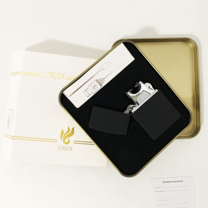 Запальничка імпульсна NB USB-215, Запальничка акумуляторна подарункова, USB запальничка. Колір: чорний