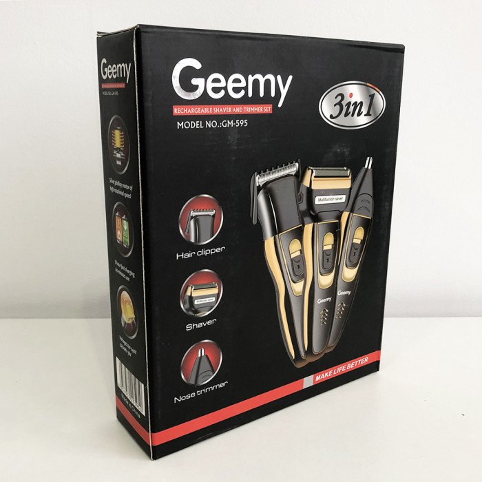 Електробритва сіткова і тріммер для бороди GEMEI / Geemy GM-595 з акумулятором. Колір: золотий