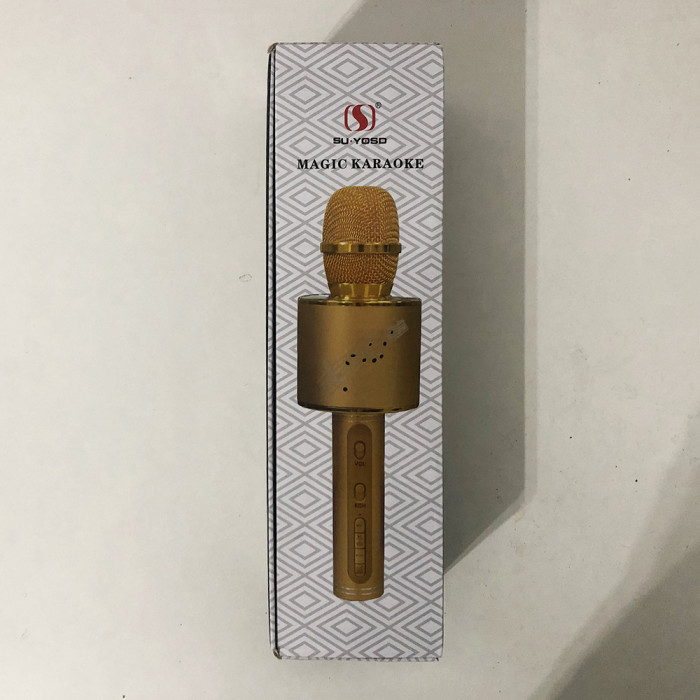 Бездротовий Bluetooth Мікрофон для Караоке Мікрофон DM Karaoke Y 63 + BT. Колір: золотий