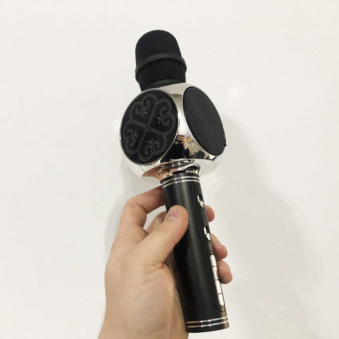 Бездротовий Bluetooth Мікрофон для Караоке Мікрофон DM Karaoke Y 63 + BT. Колір: чорний з сріблом