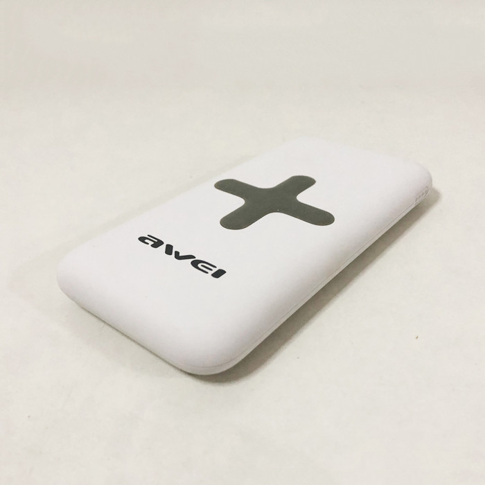 Power Bank AWEI P98K (Бездротова зарядка) 8000 mAh. Колір білий